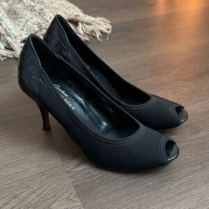 Donald J. Pliner Black Peep-Toe Heels